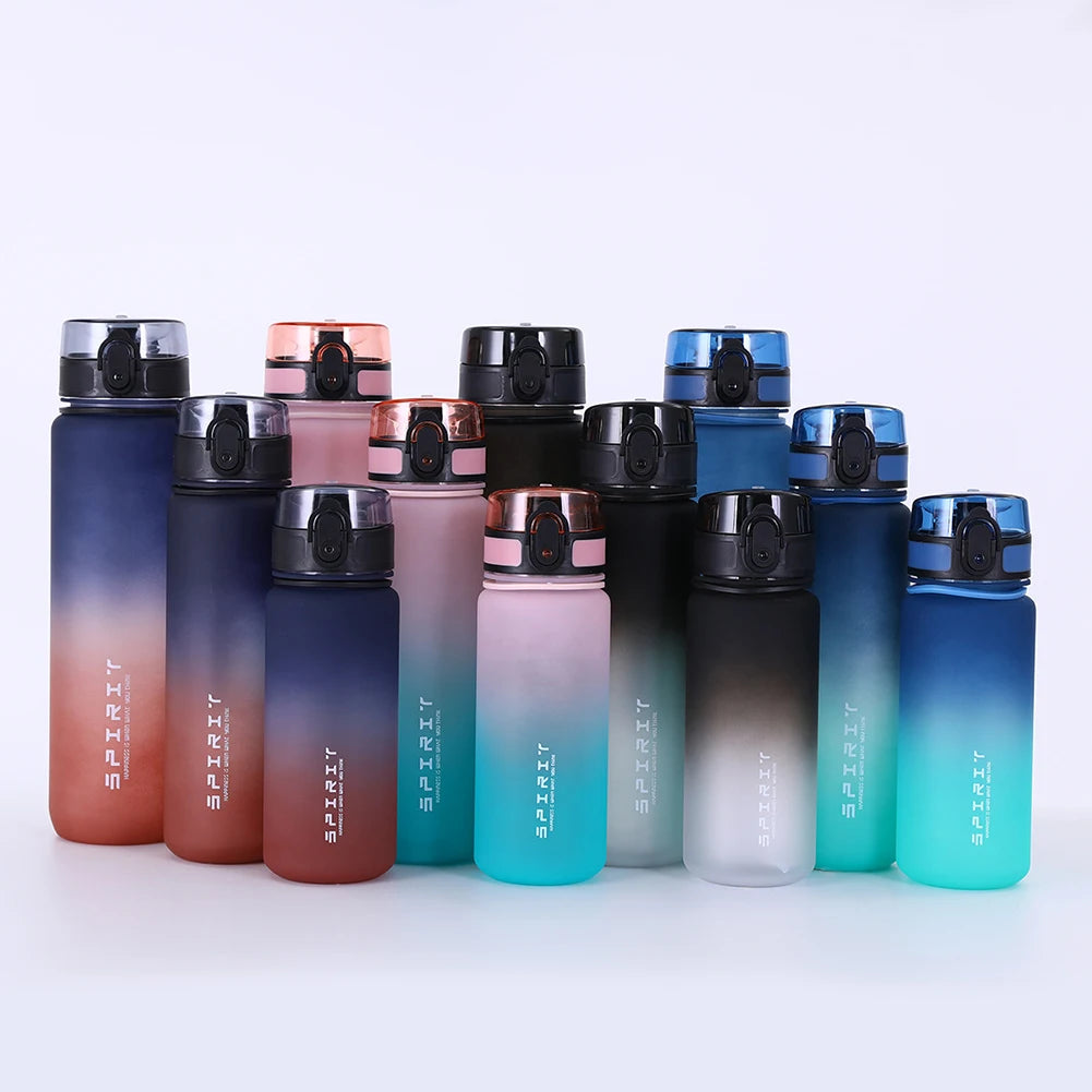 Frosted Water Bottle Leakproof Dazzling Color Water Bottle Large Capacity Gradient Water Cup for Fitness Gym Outdoor Sports