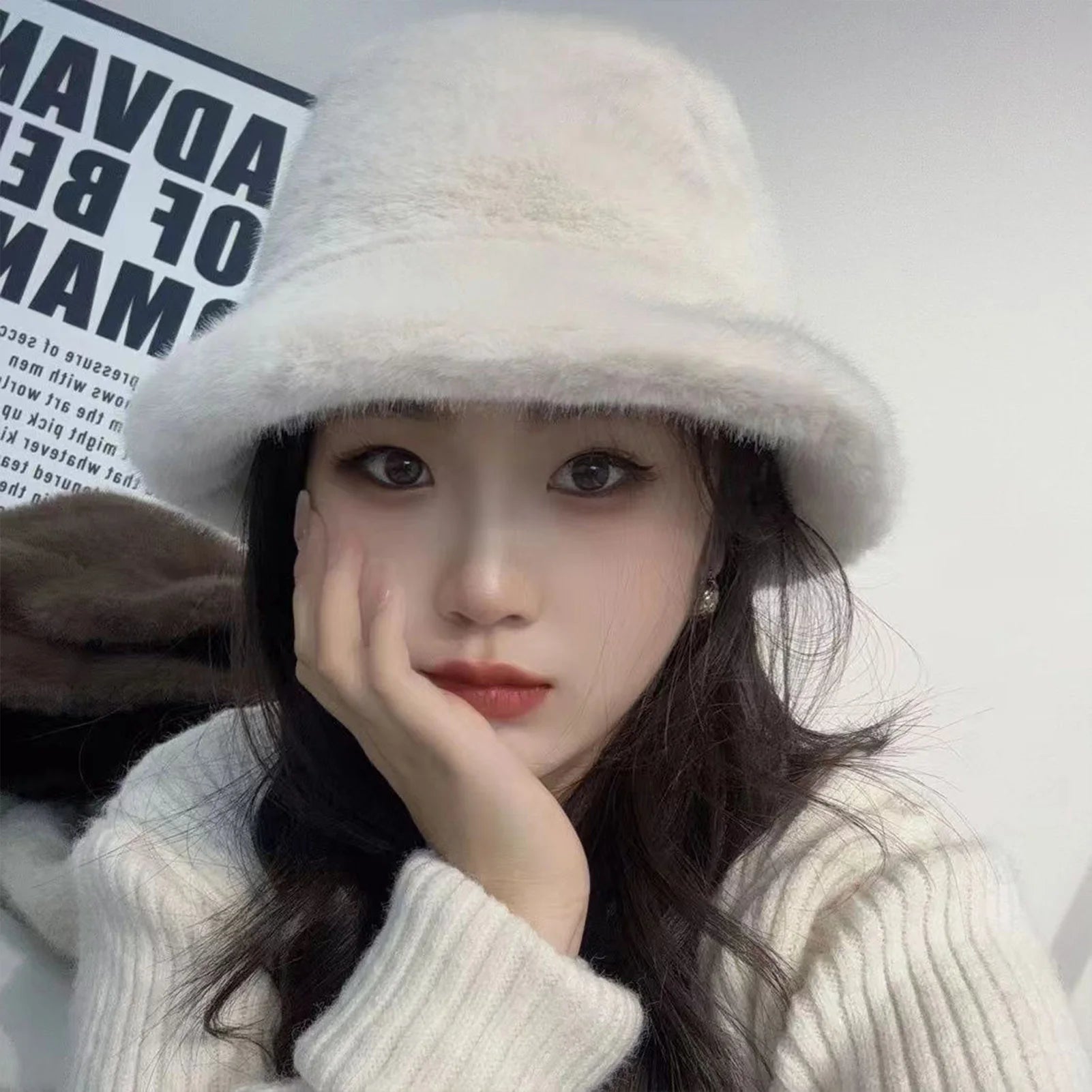 Women's Trendy Bucket Hat Outdoor Comfortable Winter Warm Bucket Hats for Cold Weather Autumn Headwear