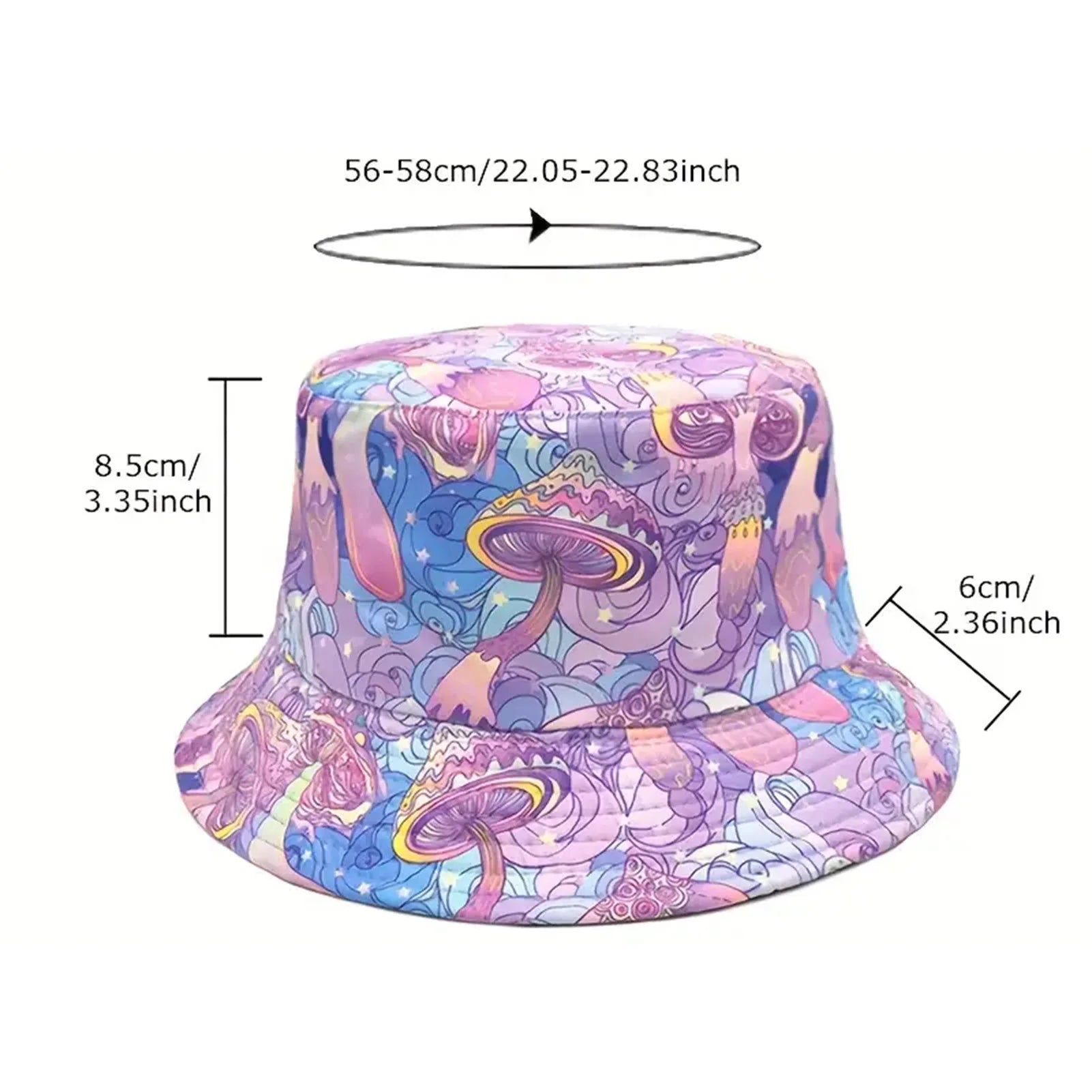 Fashion Bucket Hats for women Double Side Mushroom Design Summer Hats Outdoor Breathable Summer cap for  Camping Traveling