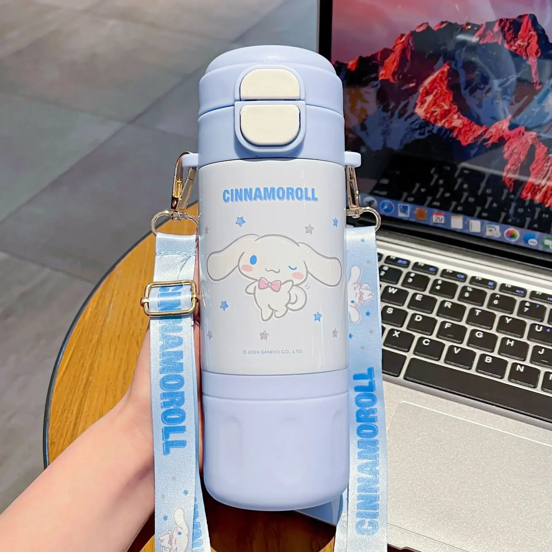 480ml Sanrio Thermos Cup Hello Kitty Kuromi Cinnamoroll Water Cup My Melody Student Stainless Steel Tinsulated Water Bottle Gift