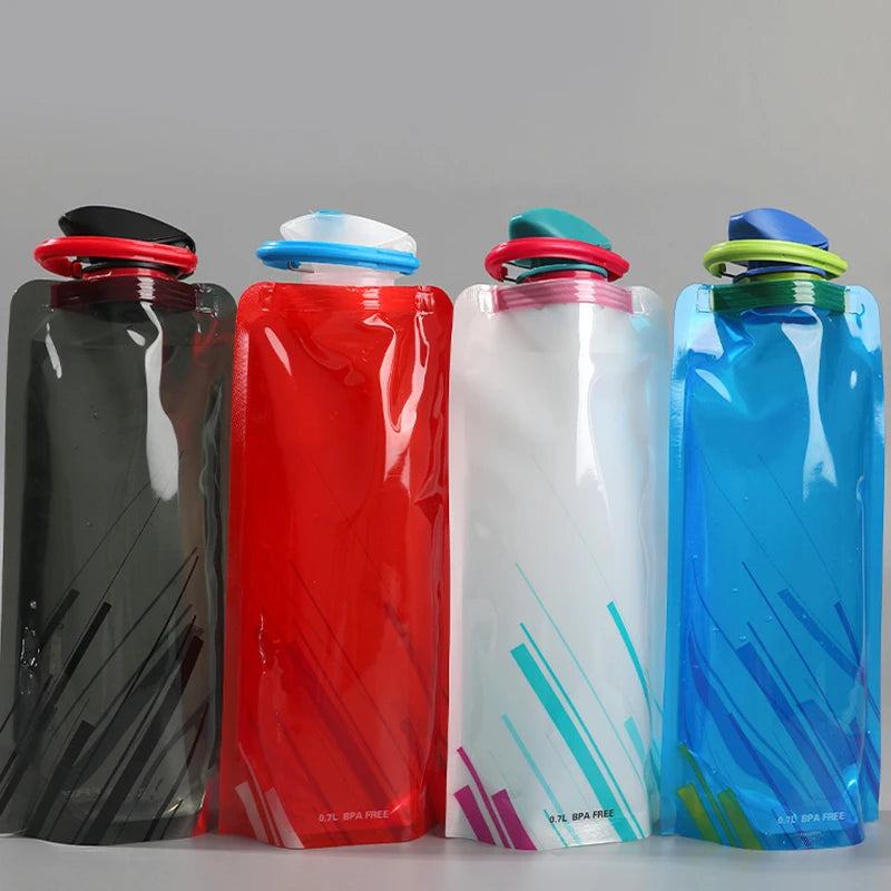 700mL Reusable Sports Travel Portable Collapsible Folding Drink Water Bottle Kettle Outdoor Sports Plastic Water Bottle