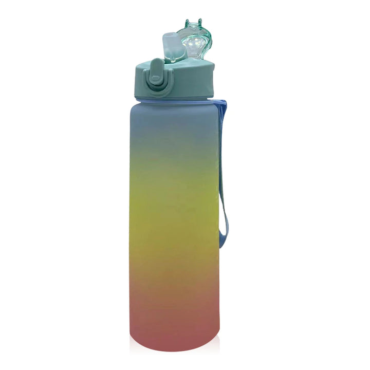 1L Motivational Fitness Water Bottle Removable Leak-proof Plastic Drink Cup Holder Fitness Office Home Blue Pink