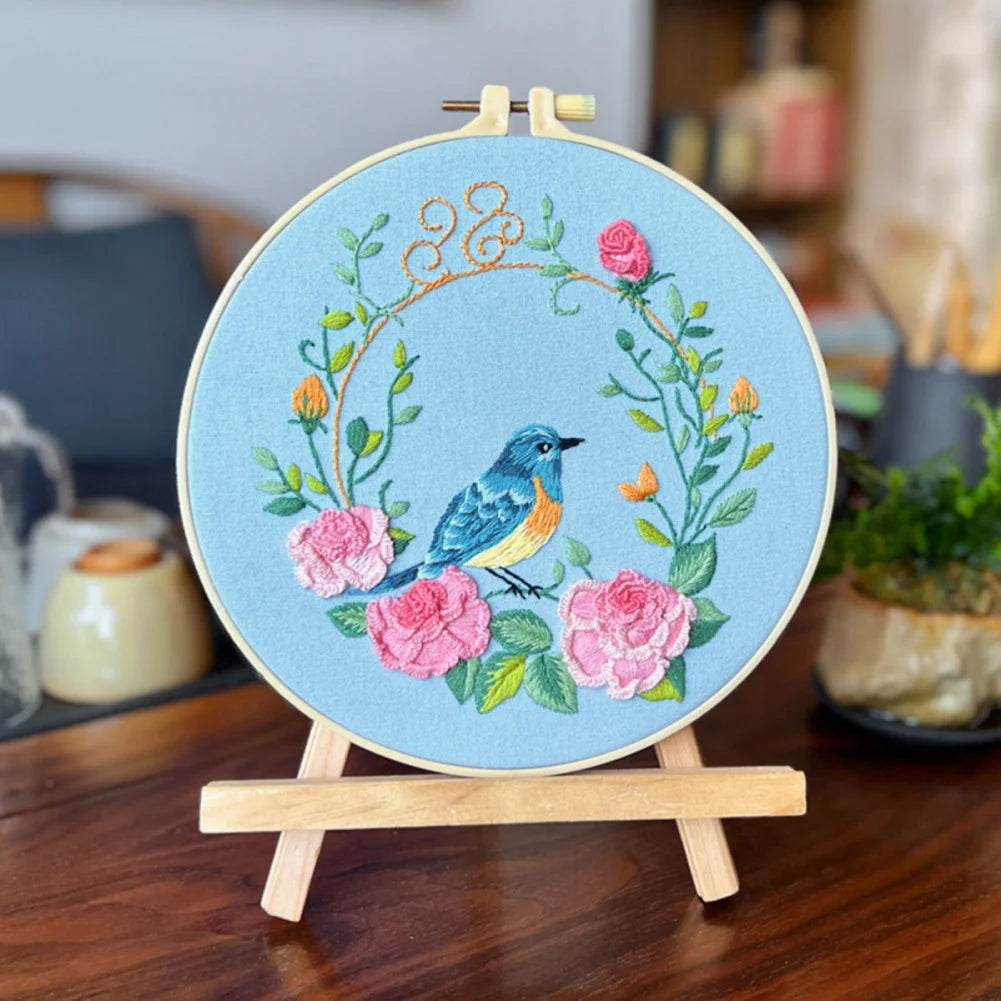 4pcs/set Embroidery Kit for Beginners Art Craft Hummingbird Flower Cross Stitch Starter Kits DIY Handmade Sewing Art Crafts