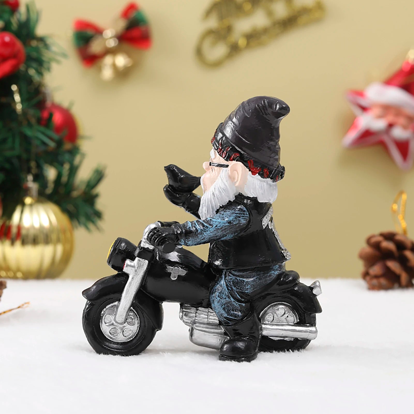 1-2pcs Cool Gnome Statue Decoration Crafts Vivid Interesting Motorcycle-Riding Dwarf Elderly Ornaments Desktop Summer Decors