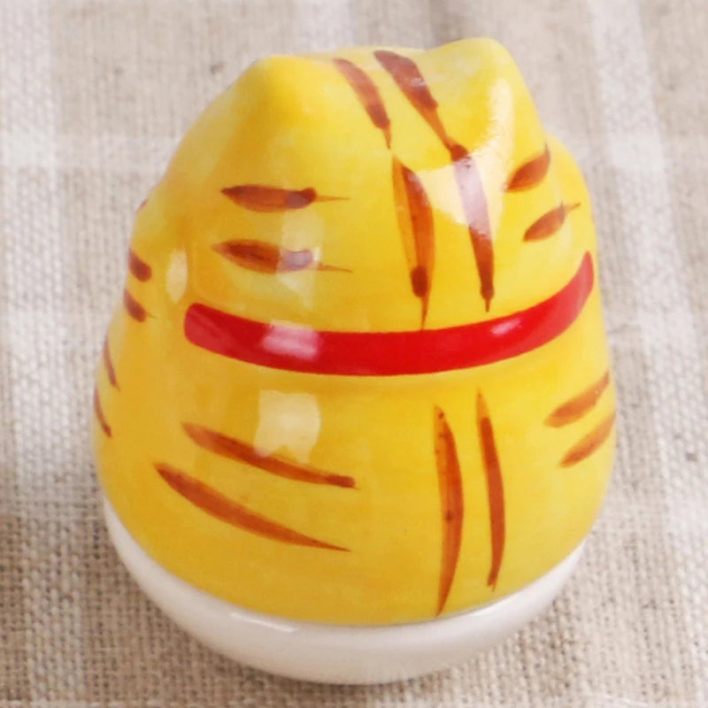 Japanese Ceramic Lucky Cat Tumbler Daruma Crafts Cartoon Lucky Cat Ornaments Landscape Home Decor Fortune Cat Statue Figurines