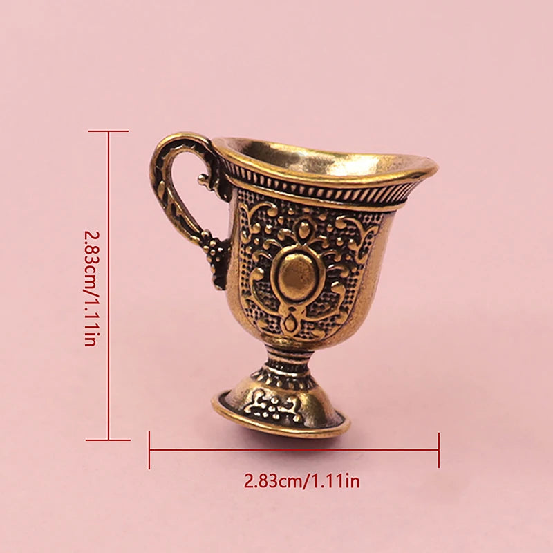 Antique Small Copperware Buddha Tea Set Copper Teacup Brass Keychain Pendant Home Living Room Decoration Crafts Gift