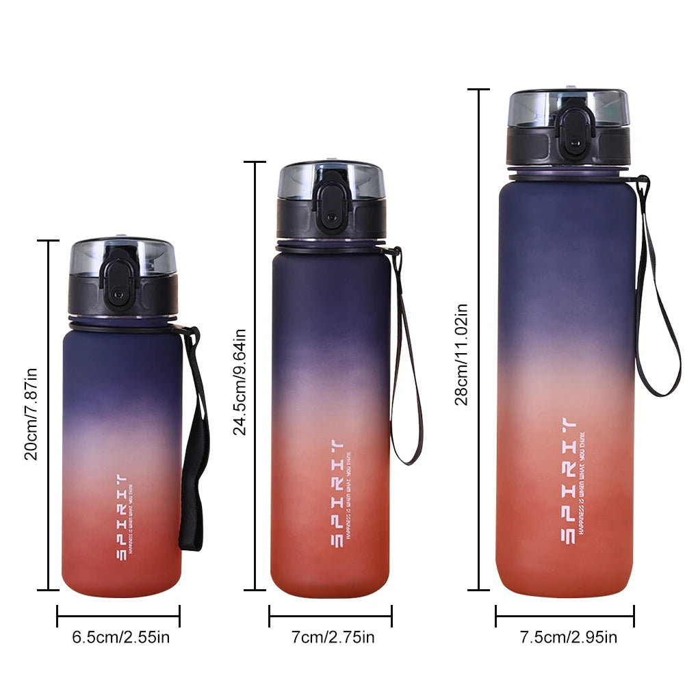Frosted Water Bottle Leakproof Dazzling Color Water Bottle Large Capacity Gradient Water Cup for Fitness Gym Outdoor Sports