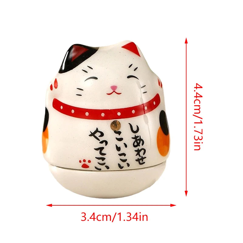 Japanese Ceramic Lucky Cat Tumbler Daruma Crafts Cartoon Lucky Cat Ornaments Landscape Home Decor Fortune Cat Statue Figurines