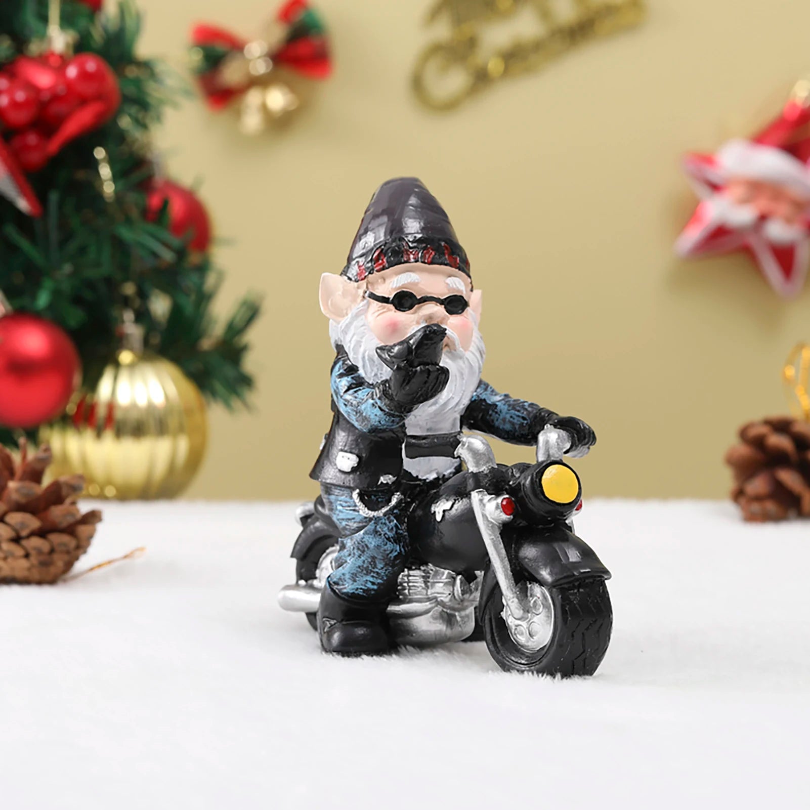 1-2pcs Cool Gnome Statue Decoration Crafts Vivid Interesting Motorcycle-Riding Dwarf Elderly Ornaments Desktop Summer Decors