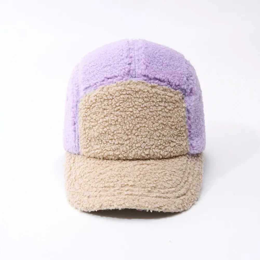 New Winter Men Women Baseball Cap Men Artificial Lamb Wool Duck Tongue Hats Warm Hat Solid Tide Warm Plush Cap