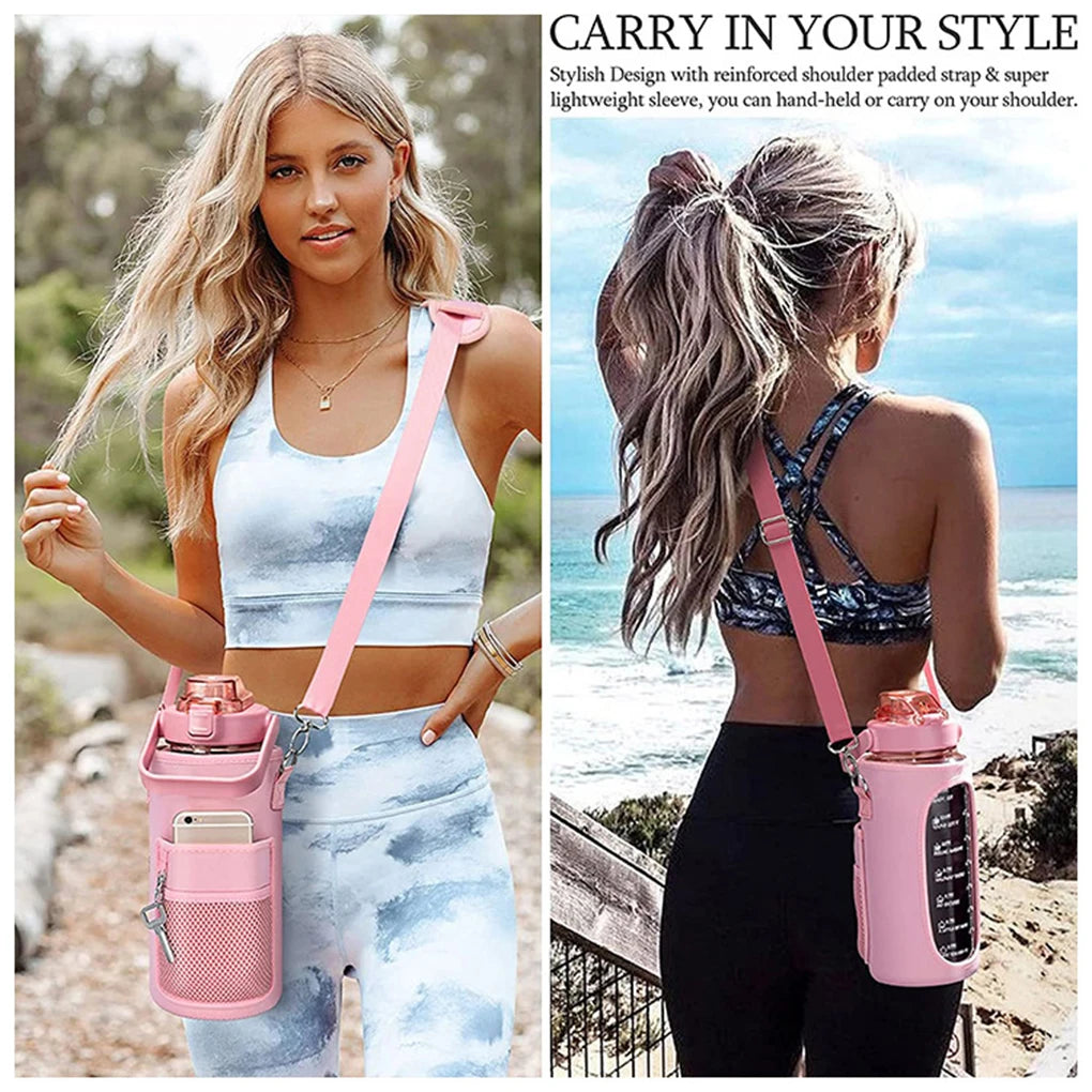 Camping Water Bottle Cover Universal Insulated Kettle Bag Phone Holder Thermal Vacuum Flask Sleeve Pouch Black