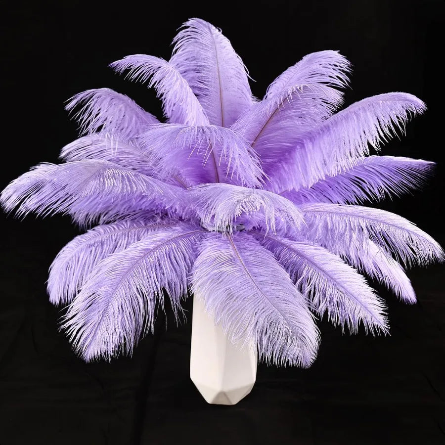 THARAHT Lavender Ostrich Feathers 24pcs Natural Bulk 810Inch 20cm25cm for Crafts Wedding Party Centerpieces Flower Arrangement