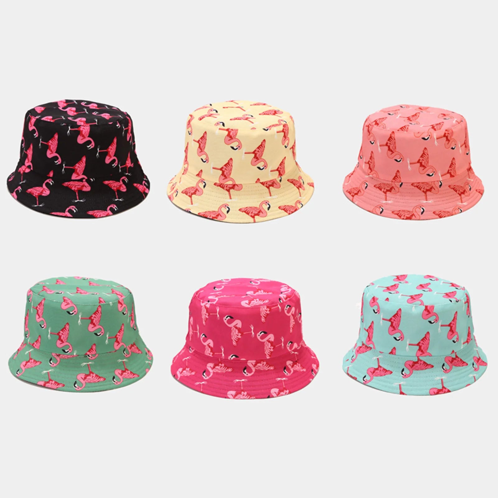 Flamingos Pattern Bucket Hats Outdoor Breathable Summer Flamingos Printed Hats for Home Office Travel Hiking MIAO-US