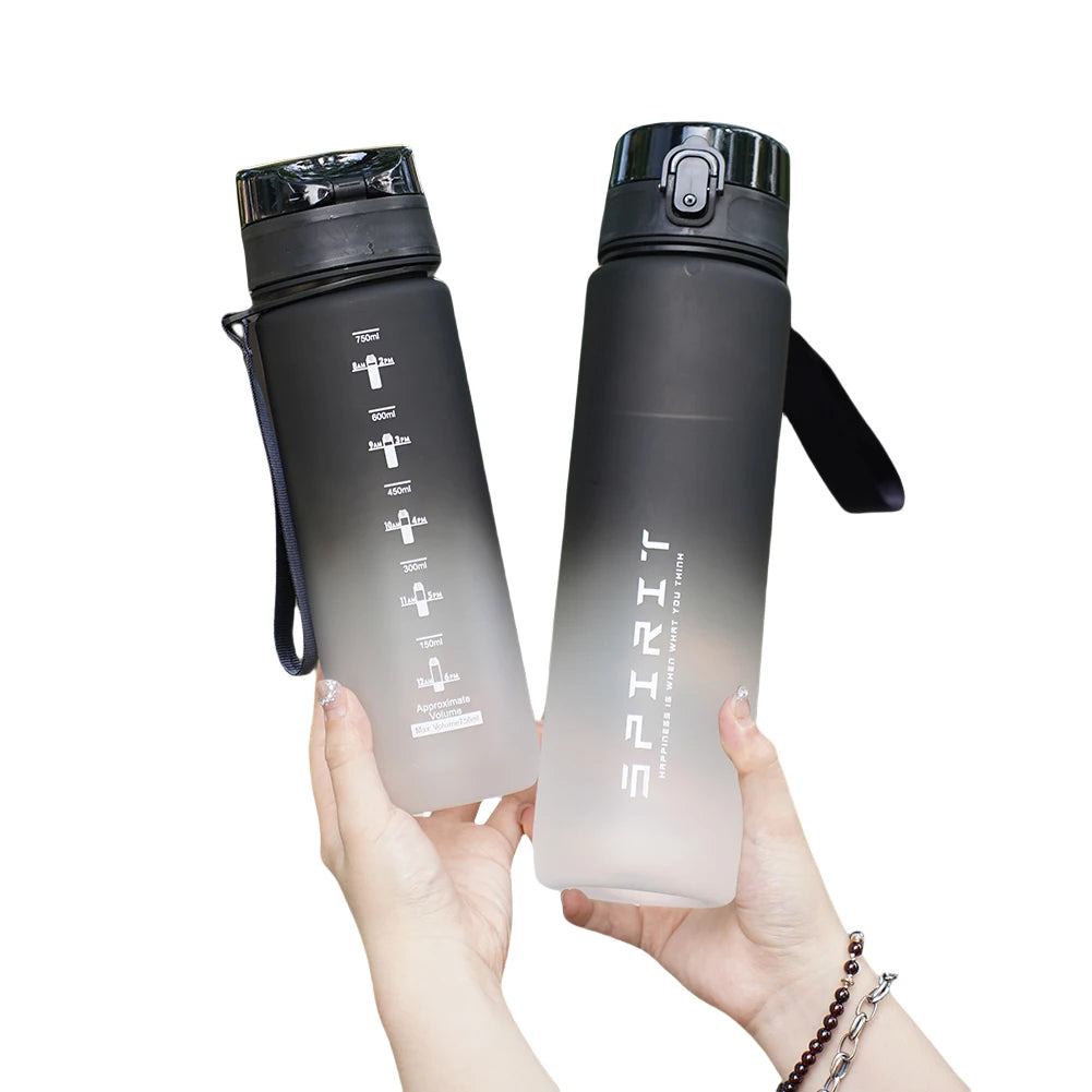 Frosted Water Bottle Leakproof Dazzling Color Water Bottle Large Capacity Gradient Water Cup for Fitness Gym Outdoor Sports