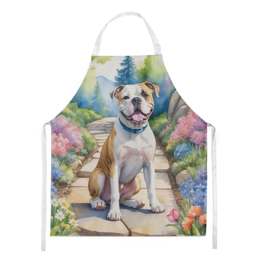 American Bulldog Spring Garden Apron Cooking Kitchen Server Baking Crafts Gardening for Adult Women Men Unisex Large Multicolor