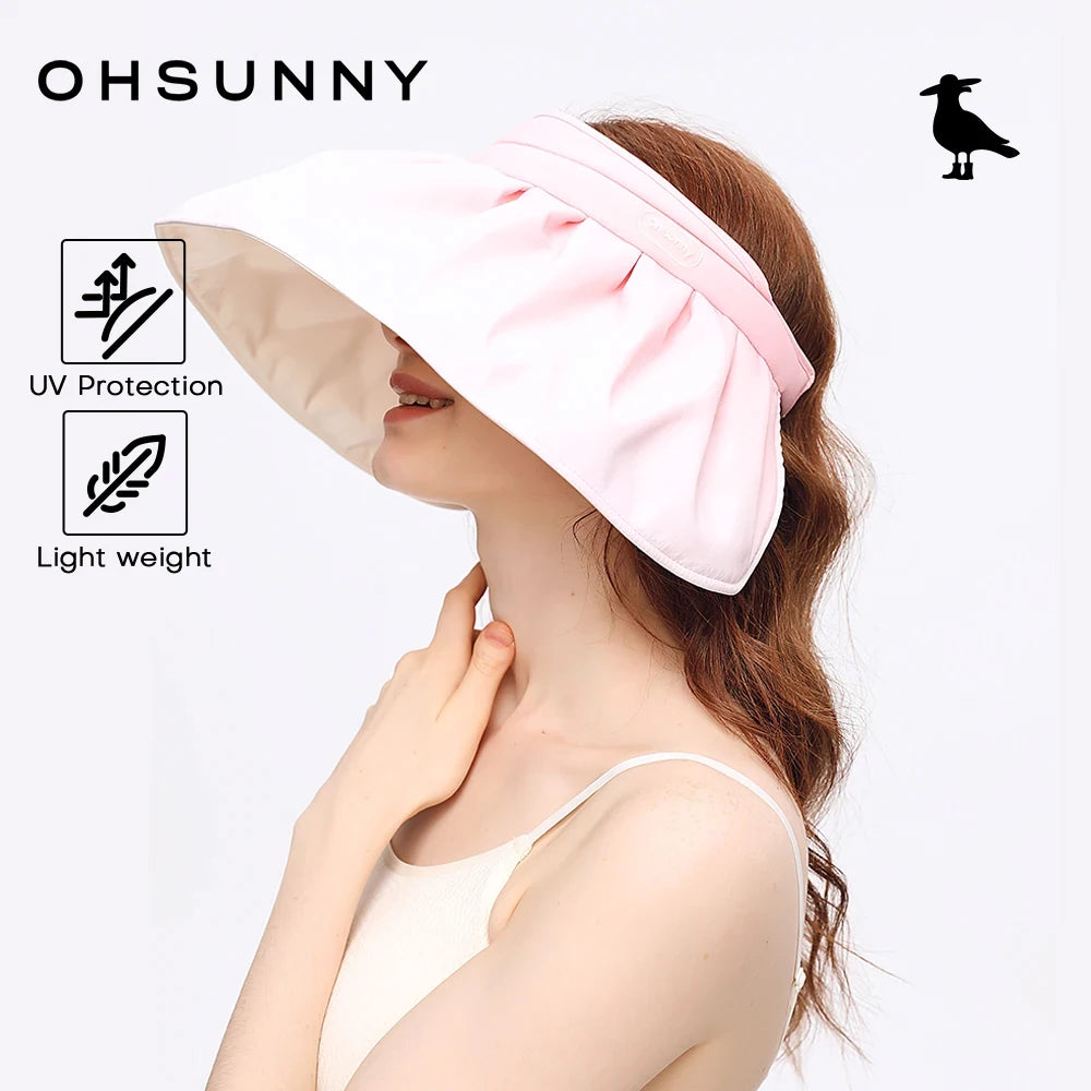 OhSunny Wide Brim Sun Hat,UPF50+ UV Protection Summer Vacation Shell Hats,Packable Lightweight Sun Visor for Women Beach Travel