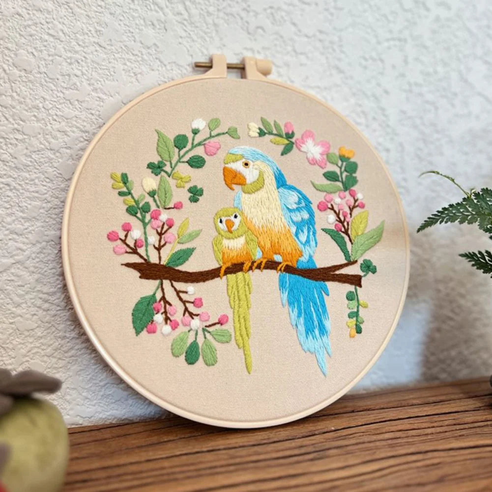 4pcs/set Embroidery Kit for Beginners Art Craft Hummingbird Flower Cross Stitch Starter Kits DIY Handmade Sewing Art Crafts