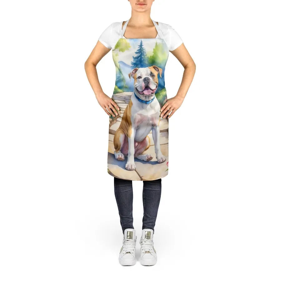 American Bulldog Spring Garden Apron Cooking Kitchen Server Baking Crafts Gardening for Adult Women Men Unisex Large Multicolor