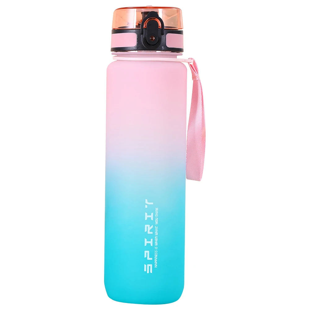 Frosted Water Bottle Leakproof Dazzling Color Water Bottle Large Capacity Gradient Water Cup for Fitness Gym Outdoor Sports