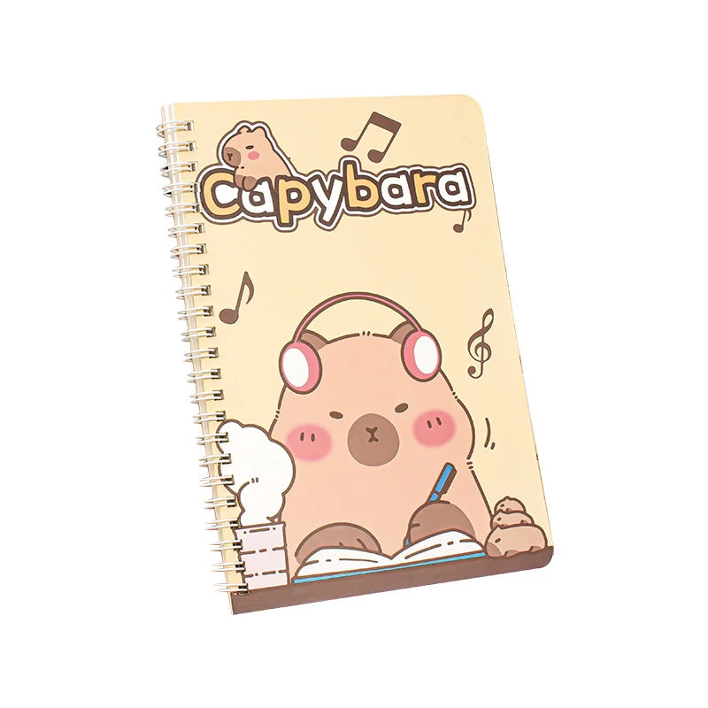 Fashion Thickened Waterproof Notebook Cartoon Capybara Line Circle Cute Diary Book Exam Preparation Resource Organizer Notebook
