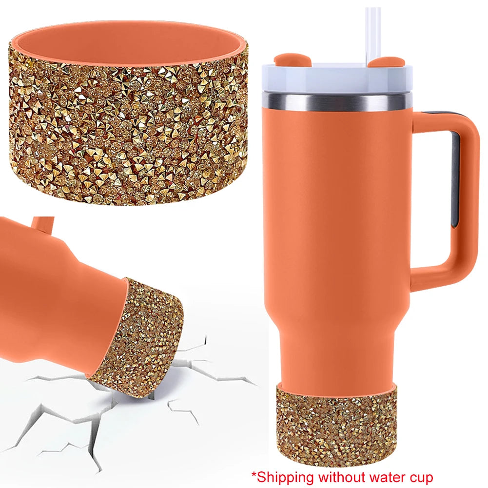 Diamond Bling Silicone Boot Wear Resistant Water Bottle Boot Sleeve Anti-Slip Water Bottles Bottom Sleeve for Stanley Cup 40oz