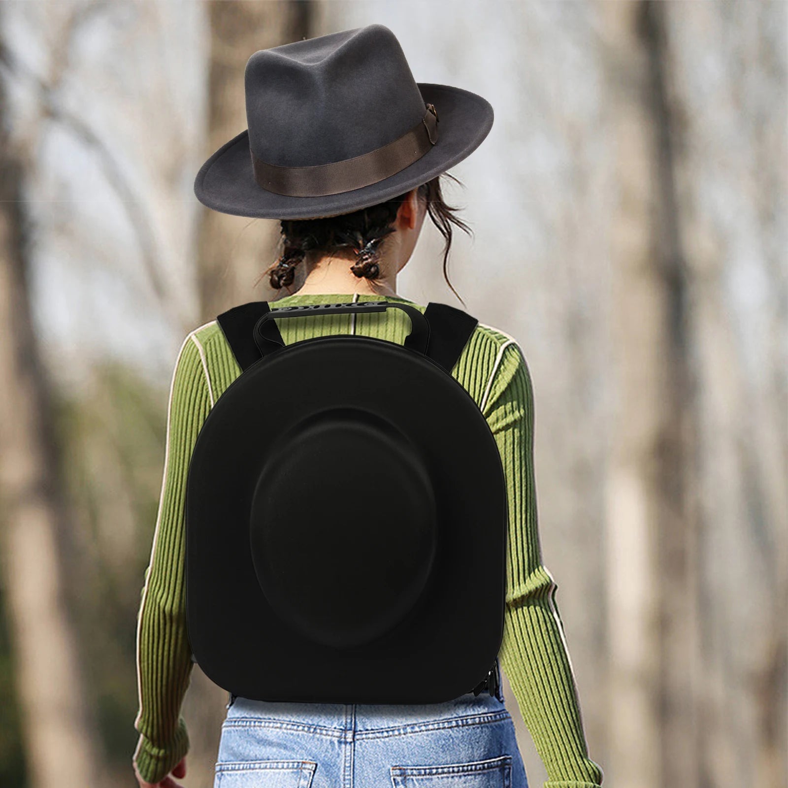 Cowboy Hat Storage Box - Zippered EVA Hat Organizer Bag for 7-10 Hats - Durable Polyester Travel Case W/ Shoulder Strap & Insert