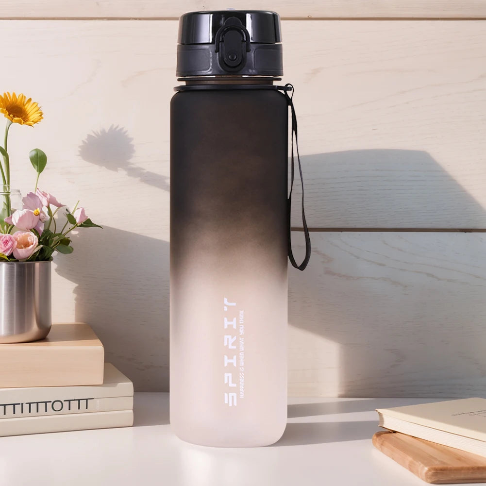 Frosted Water Bottle Leakproof Dazzling Color Water Bottle Large Capacity Gradient Water Cup for Fitness Gym Outdoor Sports