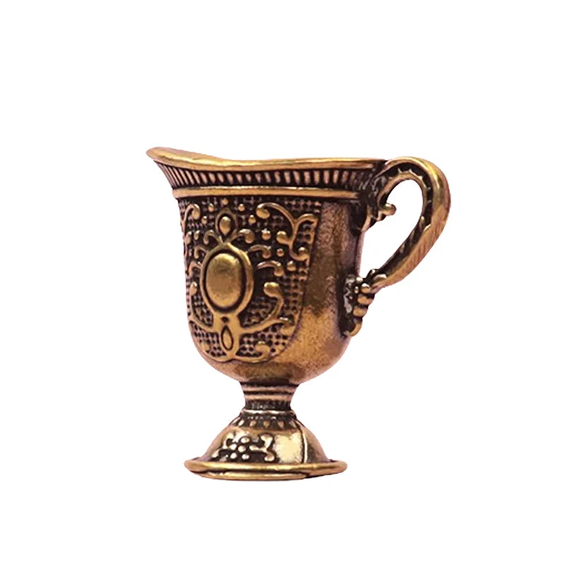 Antique Small Copperware Buddha Tea Set Copper Teacup Brass Keychain Pendant Home Living Room Decoration Crafts Gift