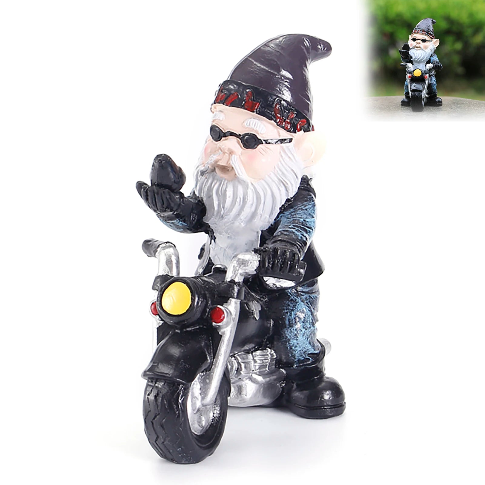 1-2pcs Cool Gnome Statue Decoration Crafts Vivid Interesting Motorcycle-Riding Dwarf Elderly Ornaments Desktop Summer Decors