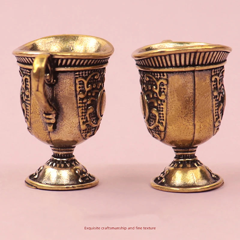 Antique Small Copperware Buddha Tea Set Copper Teacup Brass Keychain Pendant Home Living Room Decoration Crafts Gift