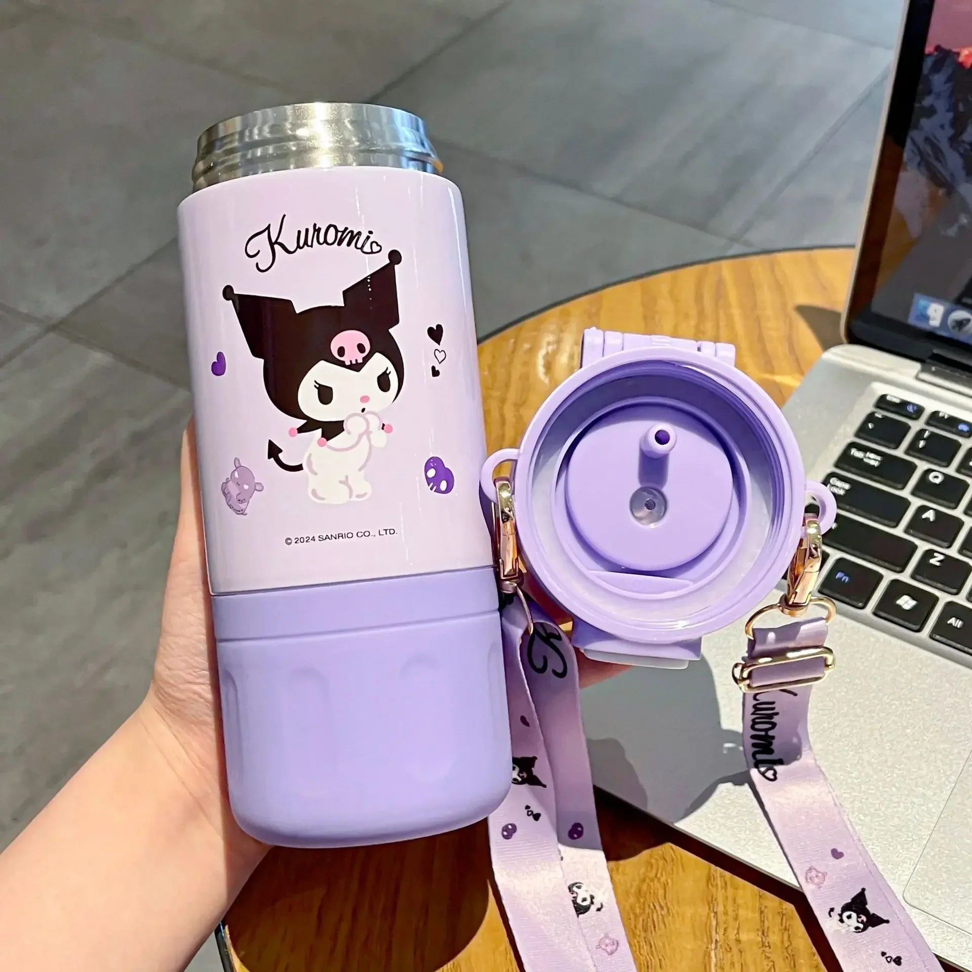 480ml Sanrio Thermos Cup Hello Kitty Kuromi Cinnamoroll Water Cup My Melody Student Stainless Steel Tinsulated Water Bottle Gift