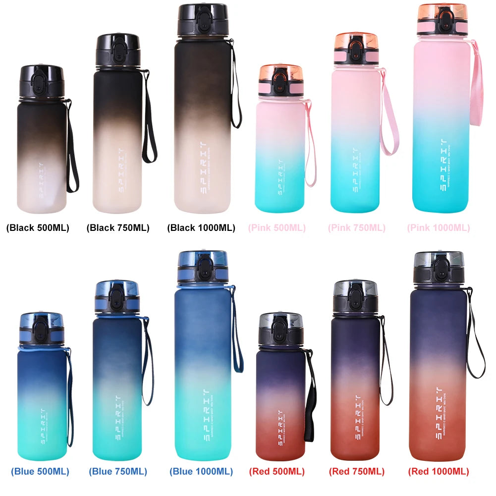 Frosted Water Bottle Leakproof Dazzling Color Water Bottle Large Capacity Gradient Water Cup for Fitness Gym Outdoor Sports