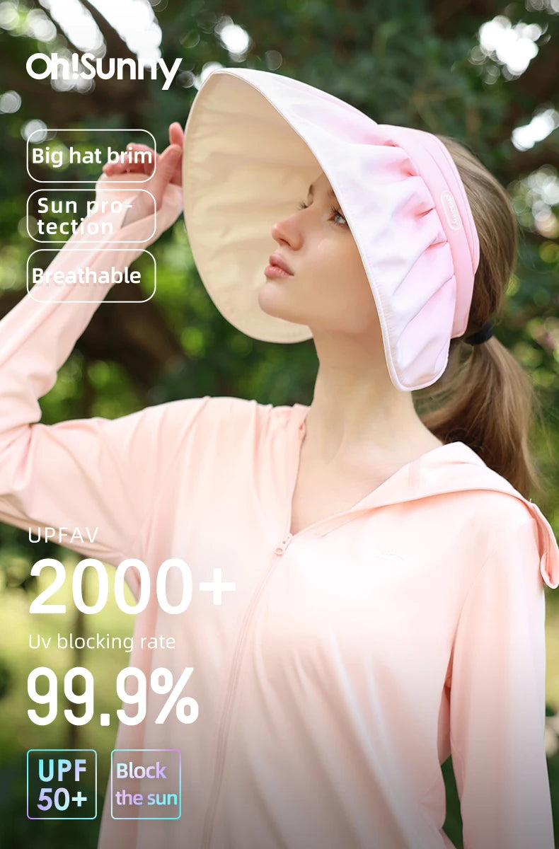 OhSunny Wide Brim Sun Hat,UPF50+ UV Protection Summer Vacation Shell Hats,Packable Lightweight Sun Visor for Women Beach Travel