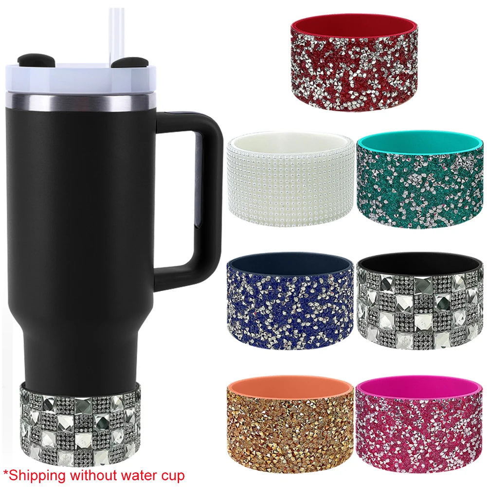 Diamond Bling Silicone Boot Wear Resistant Water Bottle Boot Sleeve Anti-Slip Water Bottles Bottom Sleeve for Stanley Cup 40oz