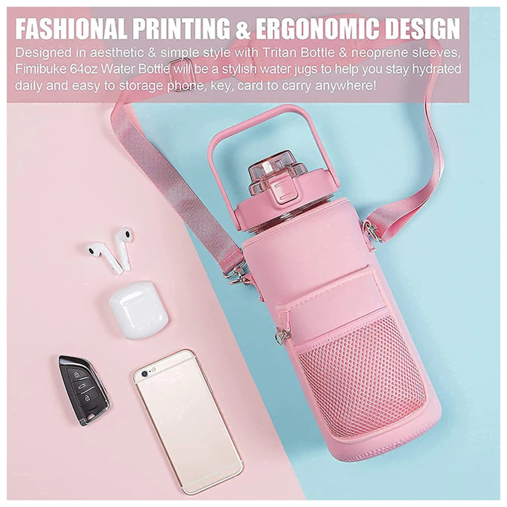 Camping Water Bottle Cover Universal Insulated Kettle Bag Phone Holder Thermal Vacuum Flask Sleeve Pouch Black