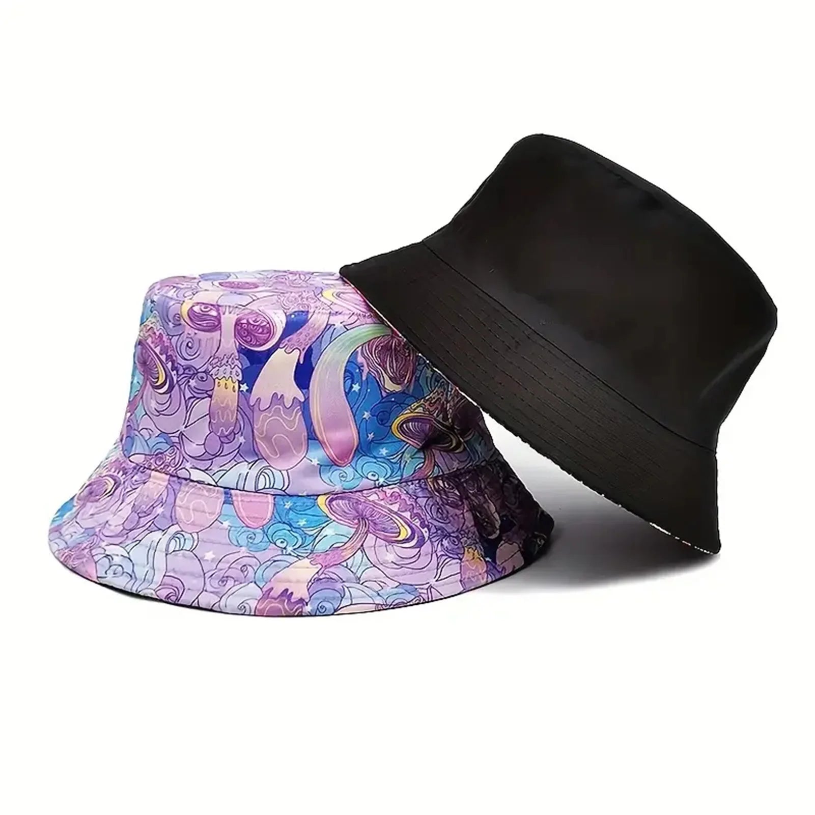 Fashion Bucket Hats for women Double Side Mushroom Design Summer Hats Outdoor Breathable Summer cap for  Camping Traveling