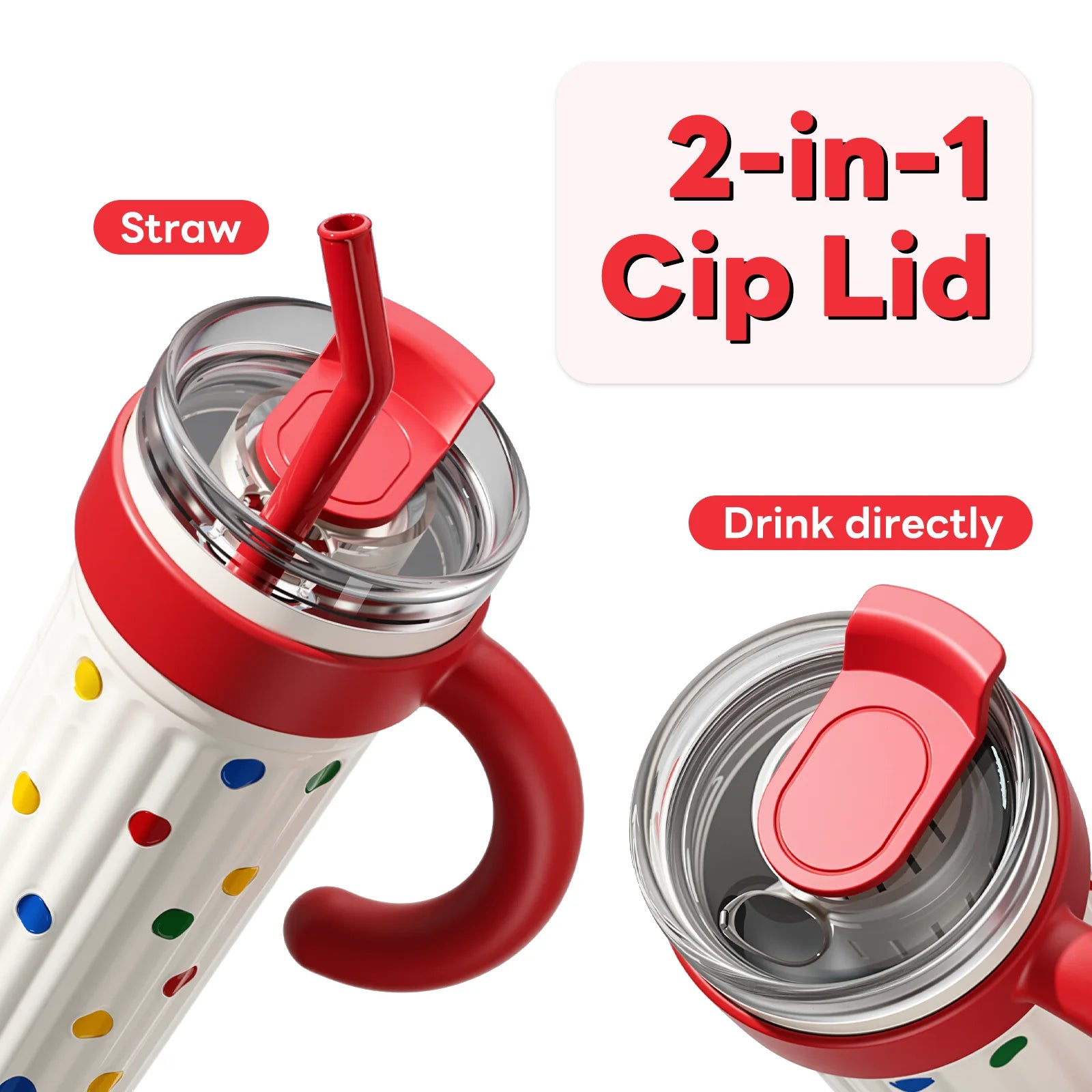 30oz Insulated Tumbler With Handle And Lid Straws, Stainless Steel Travel Coffee Cup Holder Friendly, Metal Water Bottle Keeps D