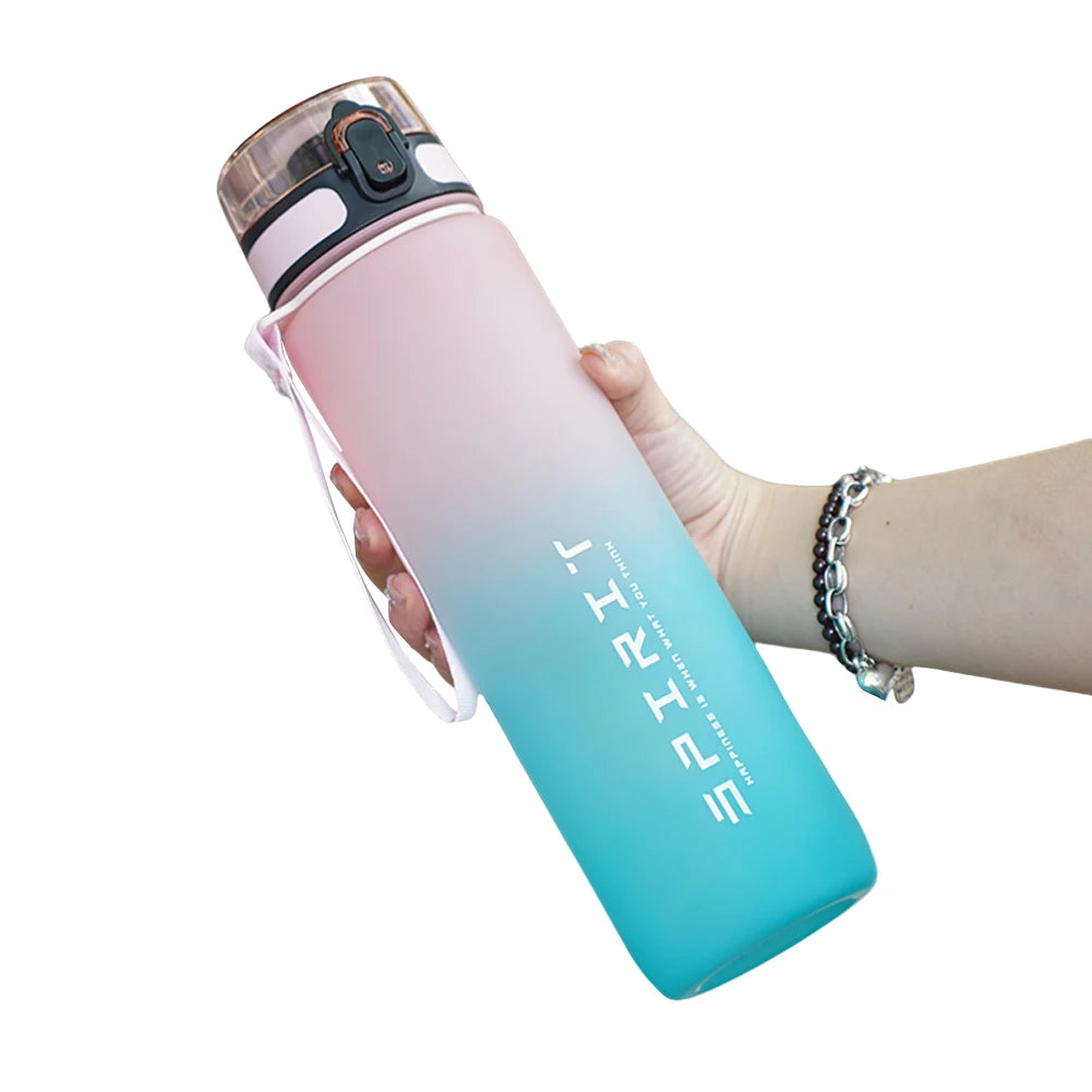Frosted Water Bottle Leakproof Dazzling Color Water Bottle Large Capacity Gradient Water Cup for Fitness Gym Outdoor Sports