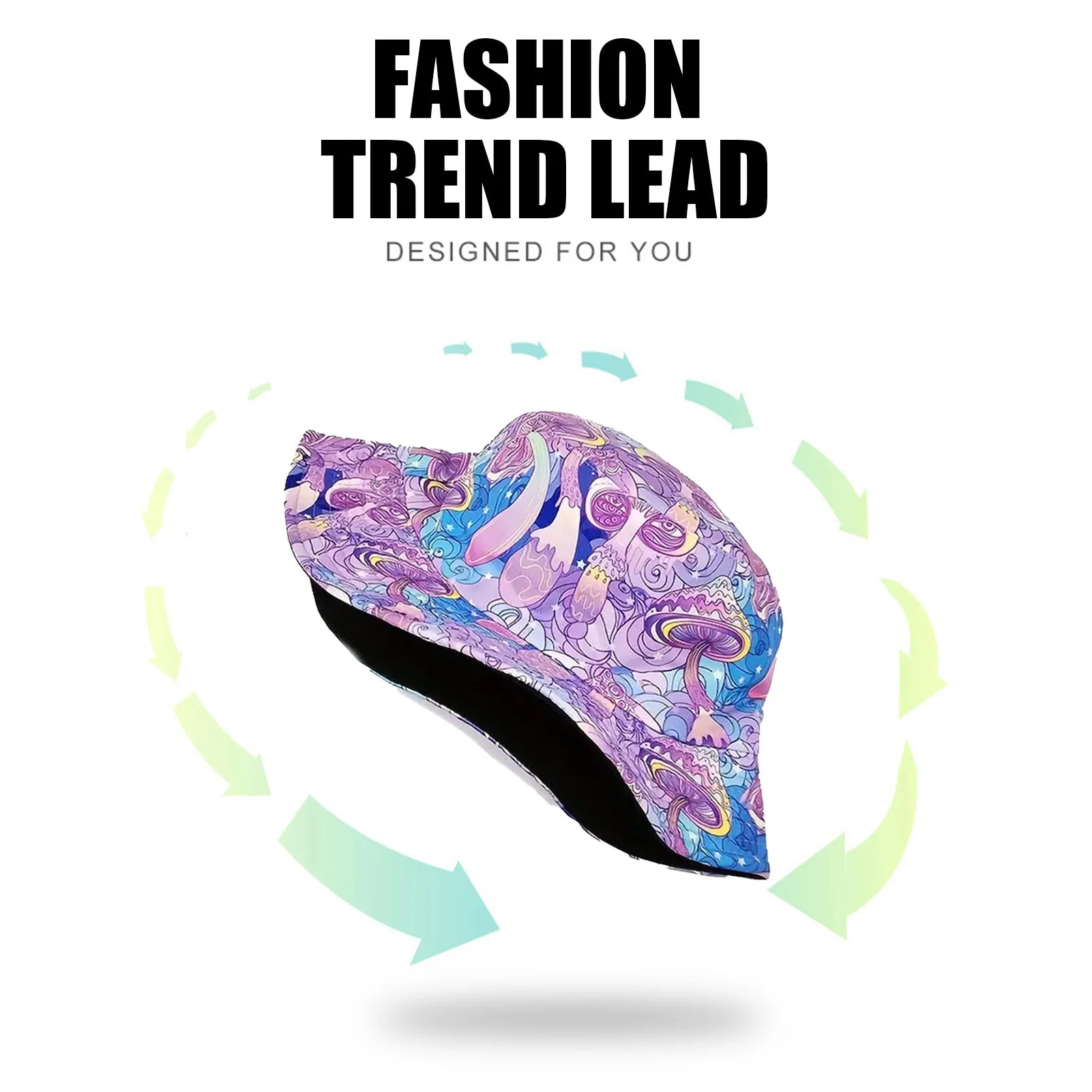 Fashion Bucket Hats for women Double Side Mushroom Design Summer Hats Outdoor Breathable Summer cap for  Camping Traveling