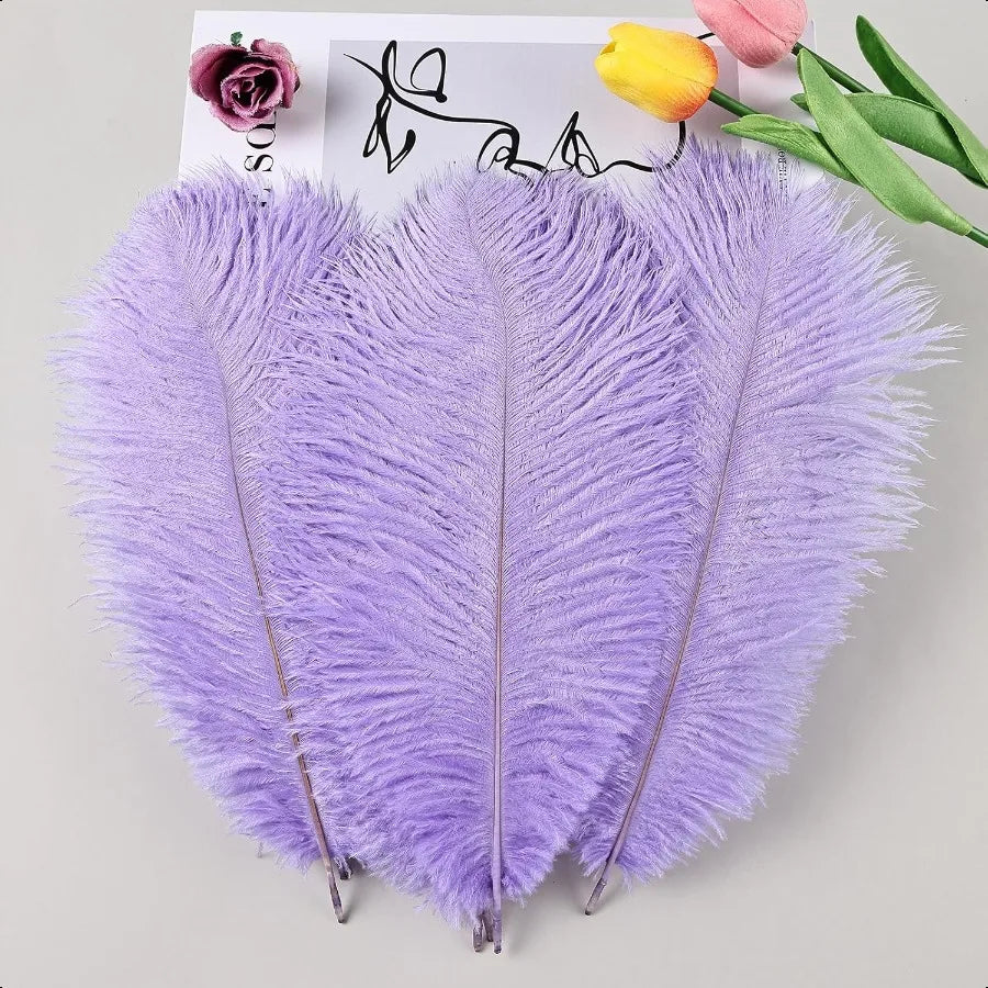 THARAHT Lavender Ostrich Feathers 24pcs Natural Bulk 810Inch 20cm25cm for Crafts Wedding Party Centerpieces Flower Arrangement
