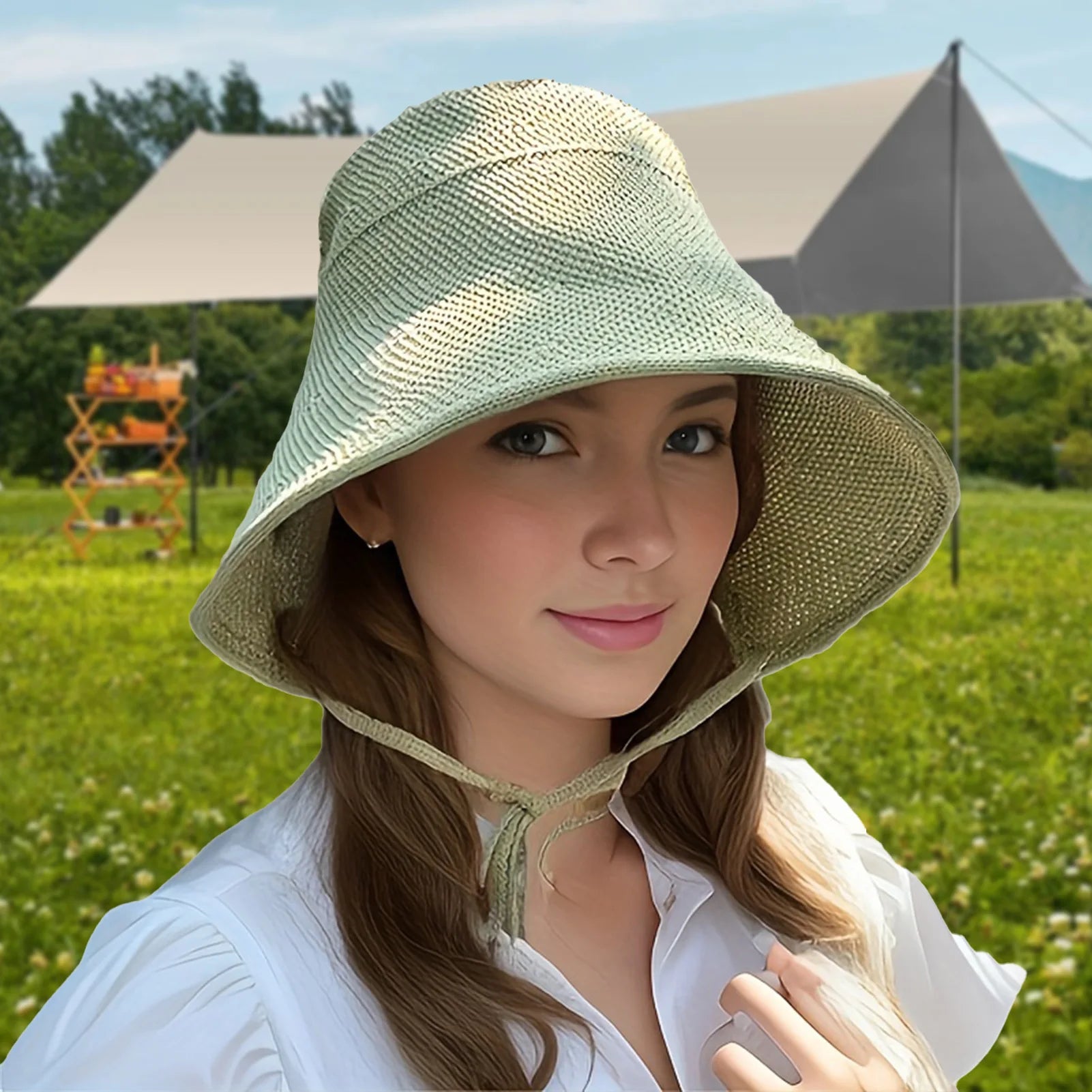Women's Trendy Bucket Hat Drawstring Outdoor Breathable Summer Hats for Home Office Travel Hiking MIAO-US
