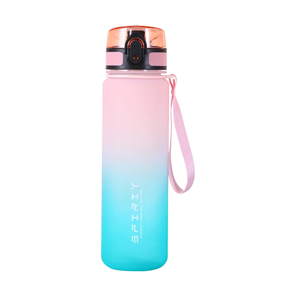 Frosted Water Bottle Leakproof Dazzling Color Water Bottle Large Capacity Gradient Water Cup for Fitness Gym Outdoor Sports