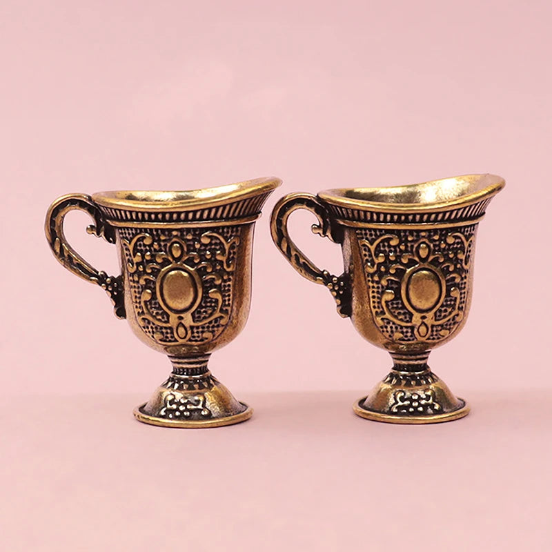 Antique Small Copperware Buddha Tea Set Copper Teacup Brass Keychain Pendant Home Living Room Decoration Crafts Gift