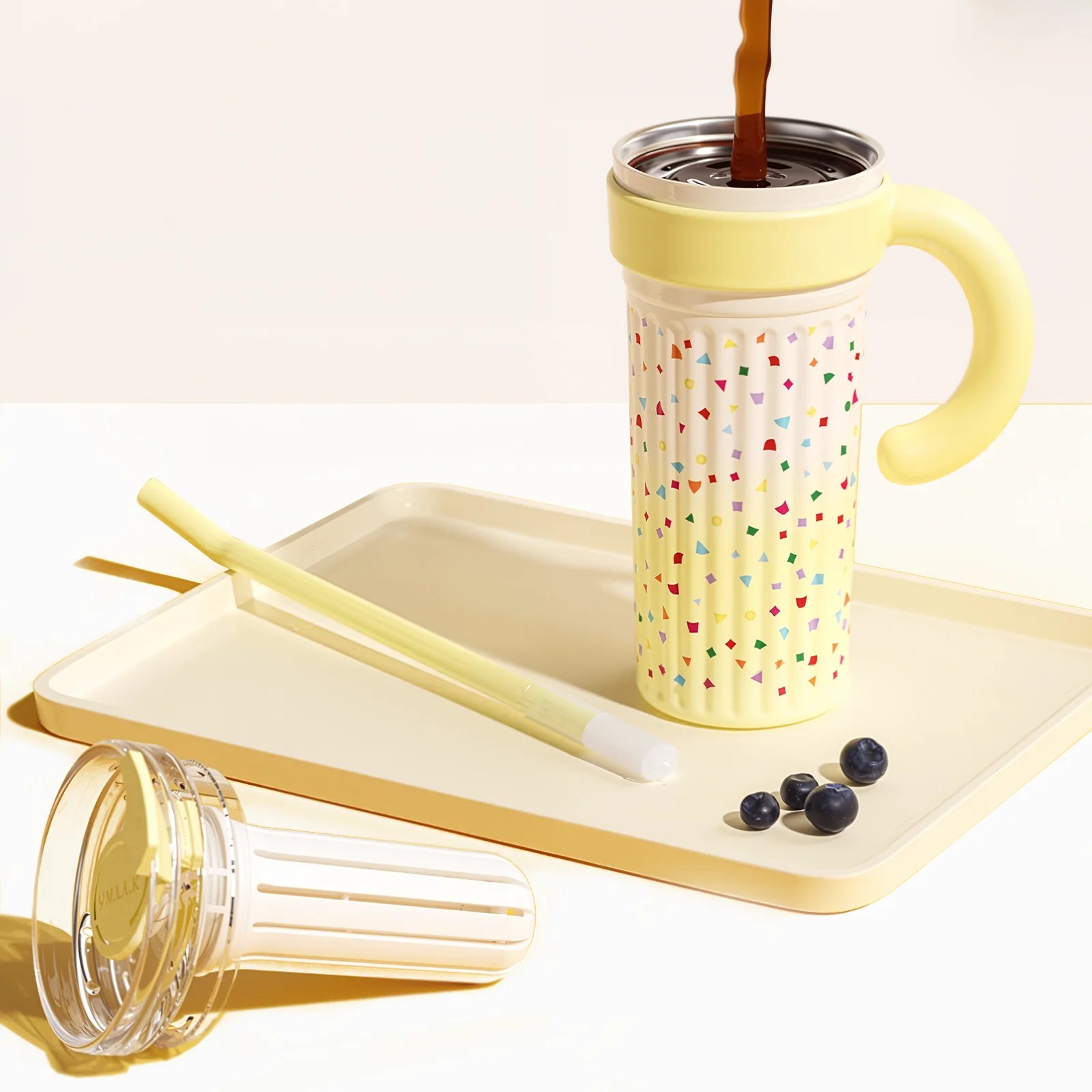 30oz Insulated Tumbler With Handle And Lid Straws, Stainless Steel Travel Coffee Cup Holder Friendly, Metal Water Bottle Keeps D