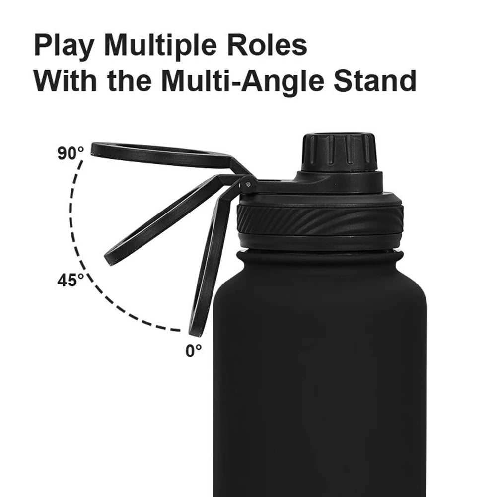 Double Vacuum Insulated Bottle Lid with Phone Holder Sports Water Bottle Lid Leak Proof Insulated Bottle Lid for Outdoor Sports
