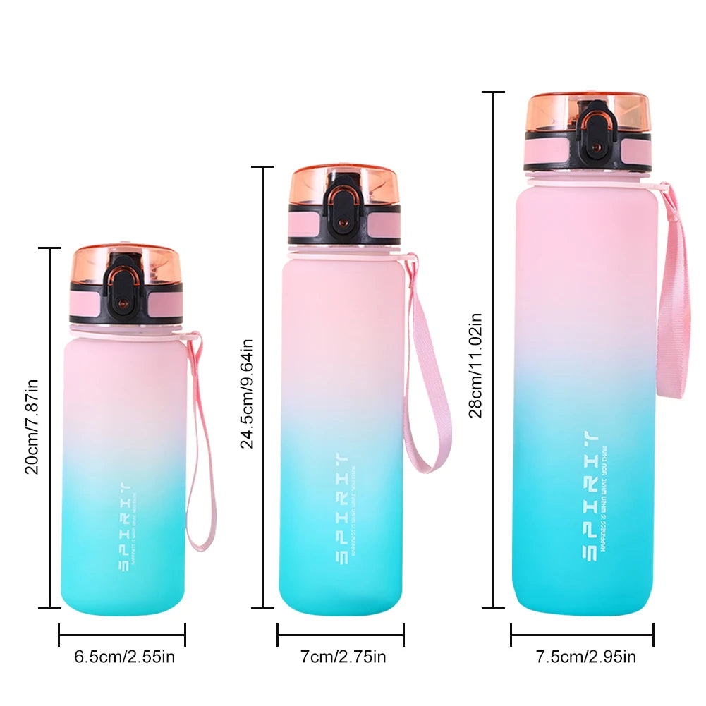Frosted Water Bottle Leakproof Dazzling Color Water Bottle Large Capacity Gradient Water Cup for Fitness Gym Outdoor Sports