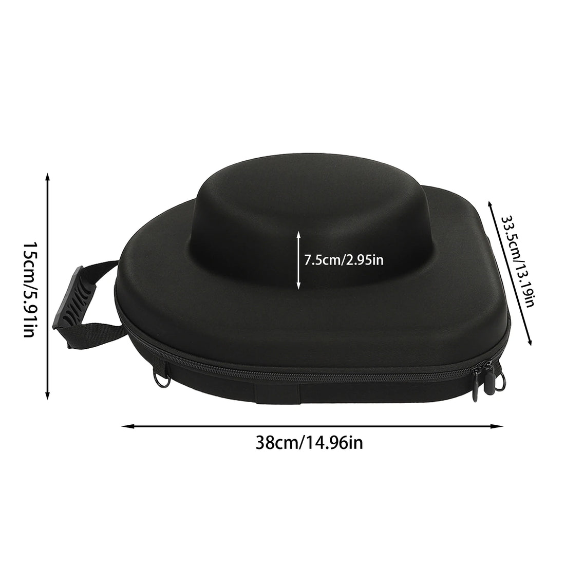Cowboy Hat Storage Box - Zippered EVA Hat Organizer Bag for 7-10 Hats - Durable Polyester Travel Case W/ Shoulder Strap & Insert