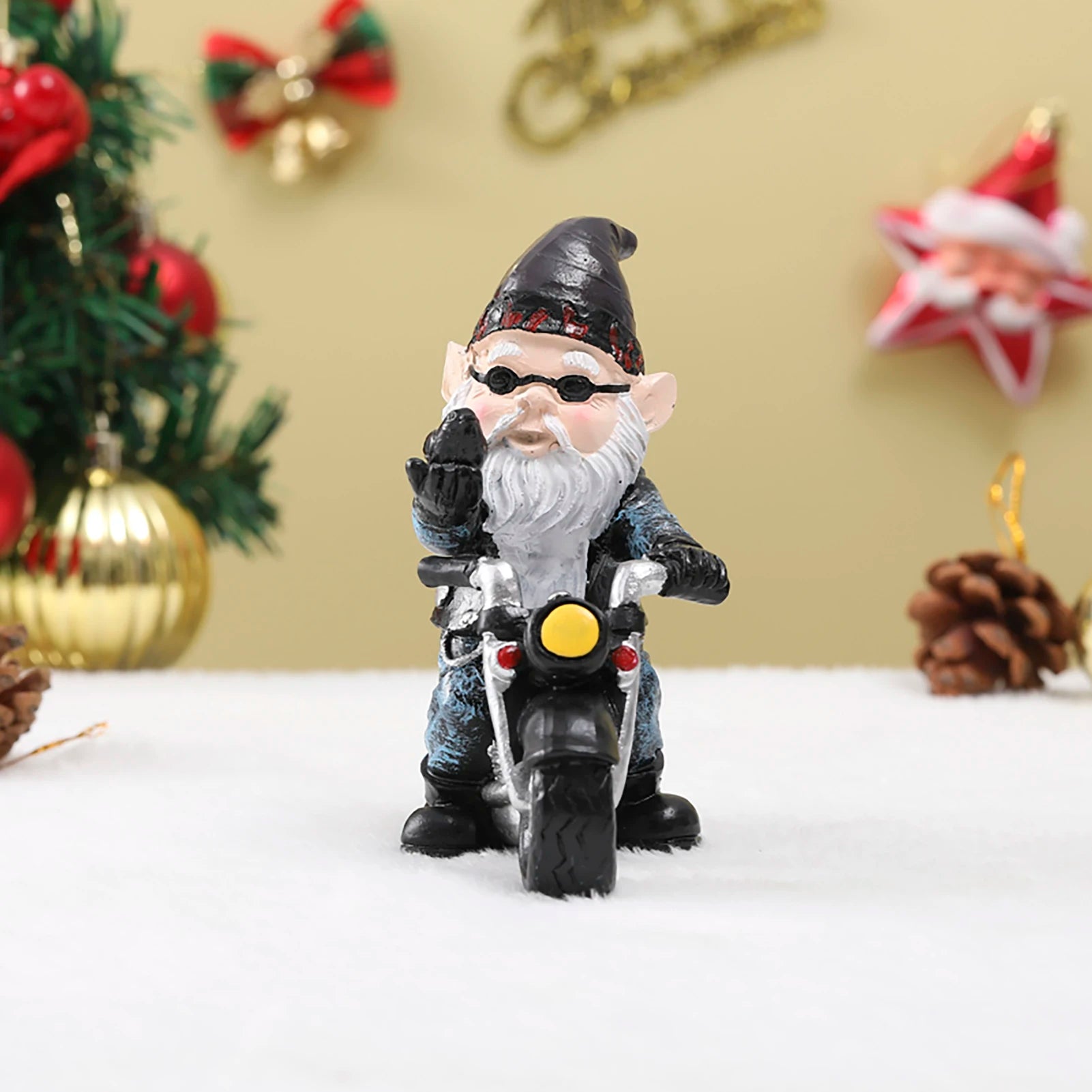 1-2pcs Cool Gnome Statue Decoration Crafts Vivid Interesting Motorcycle-Riding Dwarf Elderly Ornaments Desktop Summer Decors