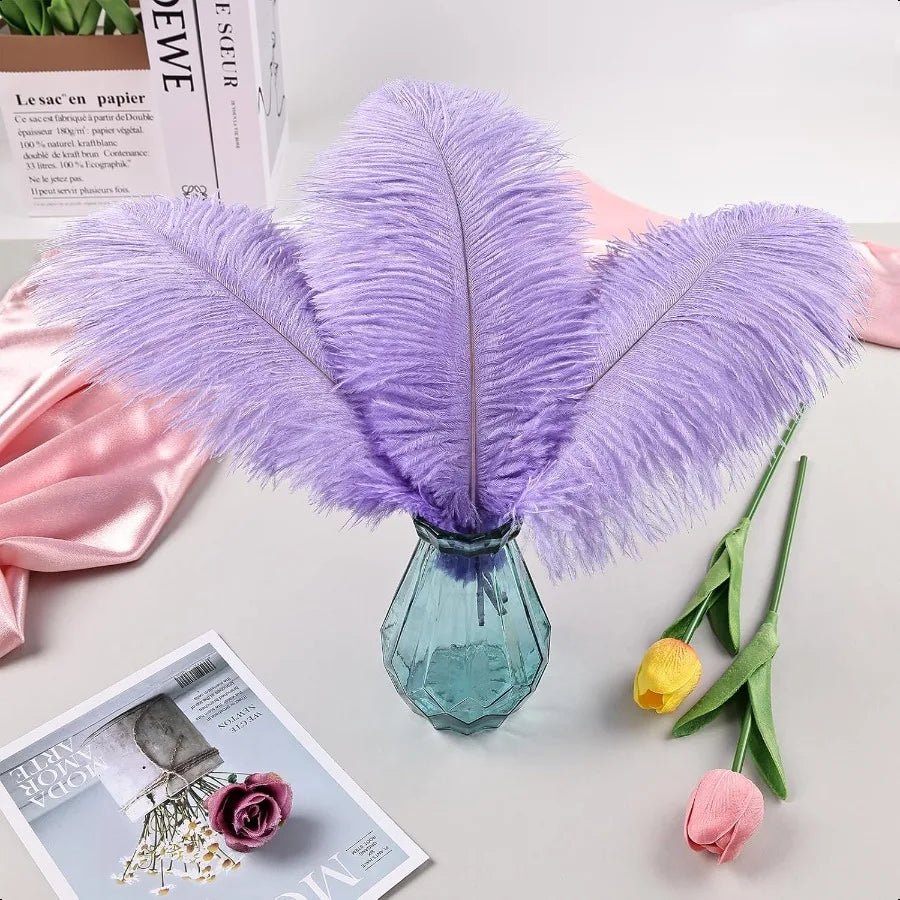 THARAHT Lavender Ostrich Feathers 24pcs Natural Bulk 810Inch 20cm25cm for Crafts Wedding Party Centerpieces Flower Arrangement