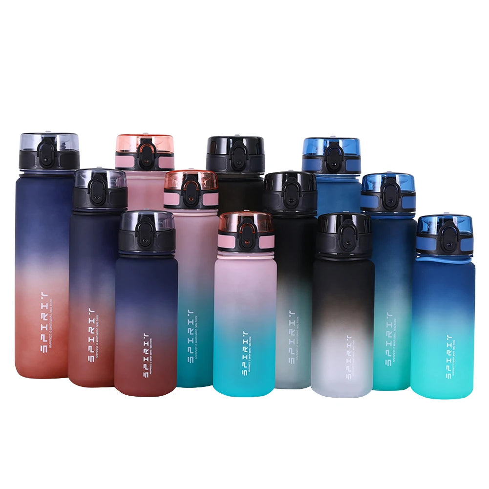 Frosted Water Bottle Leakproof Dazzling Color Water Bottle Large Capacity Gradient Water Cup for Fitness Gym Outdoor Sports